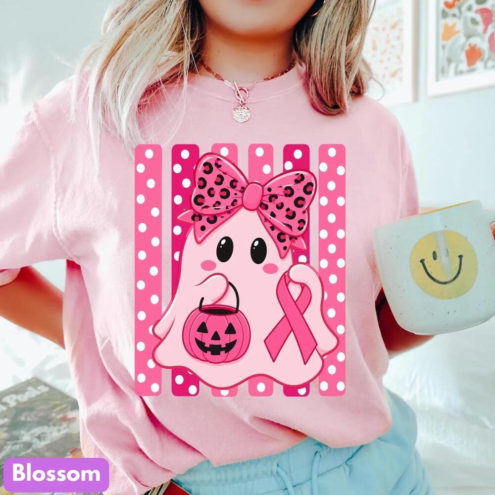 Ribbon Ghost Halloween T-Shirt Awareness Support Tee